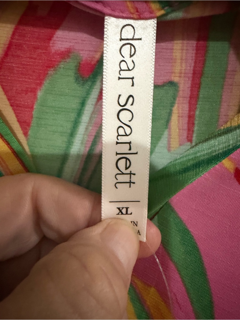 Dear Scarlett Multicolor Wave-Print Tunic in Pink, Green & Yellow - Picture 3 of 4